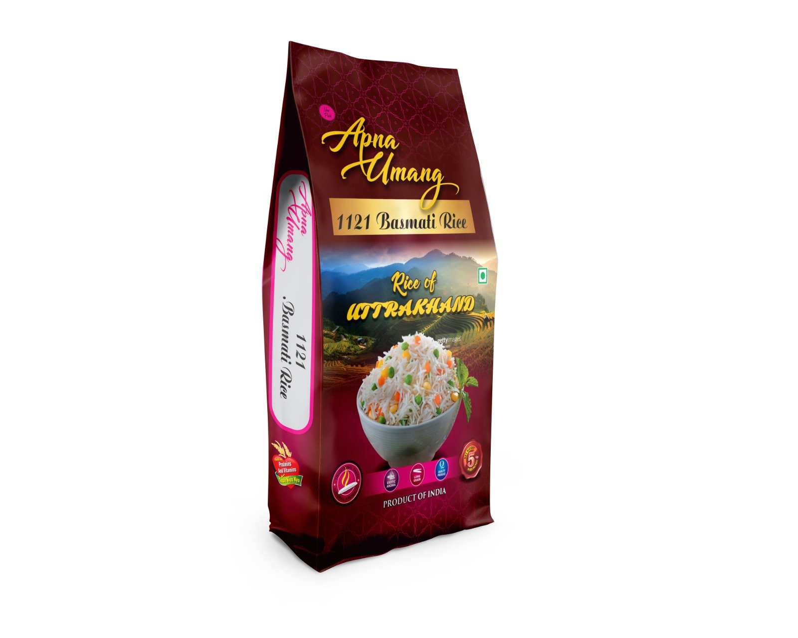 Basmati Rice Gusseted BOPP Bags Printing Delhi